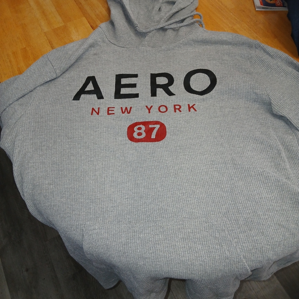 Aeropostale Gray Hoodie with Red Accent Large